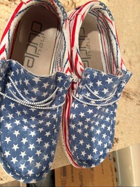 Hey Dude  Slip-On Sneakers in Blue, Red, White Stars & Stripes